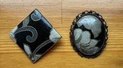 ブローチセット 黒と金の装飾