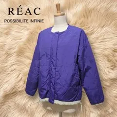 RÉAC ノーカラー中綿ジャケット 02 パープル　M