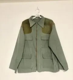 ミリタリージャケット フィールドジャケット カーキ 切替 スエード調 古着