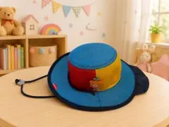 【美品】ミキハウス ホットビスケッツ キッズハット 52cm メッシュ　日よけ付のサムネイル