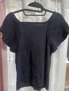 rope picnicブラックニットトップス スクエアネック