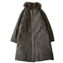 極美品グリーンレーベルリラクシン2WAYファーノーステッチダウンコート オリーブ