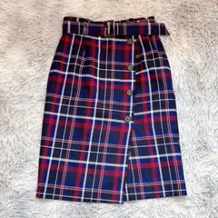 ジャスグリッティー ひざ丈タイトスカート M チェック柄 マルチカラー