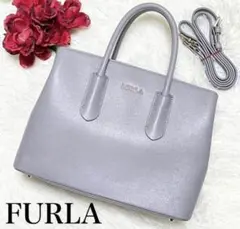 【美品❗️】FURLA フルラ テッサ ショルダーバッグ 2way グレー レザー