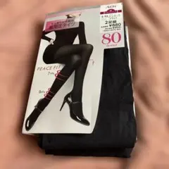 80デニール ブラックすっきり引き締め着用圧タイツ L-LL 2足組　新品未使用