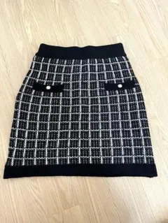 【美品】GRL グレイル パールボタン付き チェック柄ニットスカート Mサイズ