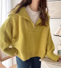 《JaVaジャバ コラボ》 ハーフジップ オーバーサイズ ニット プルオーバー