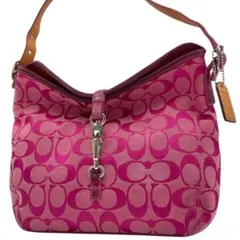 美品 コーチ ショルダーバッグ ワンショルダー キャンバス ピンク 6845