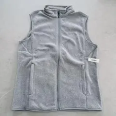 ベスト ジップアップ フリース メンズ　フリースベスト　レザーチャコール　グレー