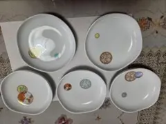 深川製磁 寿赤絵 5枚セット 食器皿 箱説明書付き