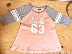 七分袖　Tシャツ　ピンク/グレー　110