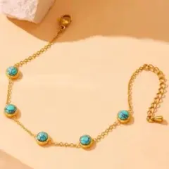 SALE! ブレスレット ユニセック スターコイズ ゴールド チェーン 保存袋付