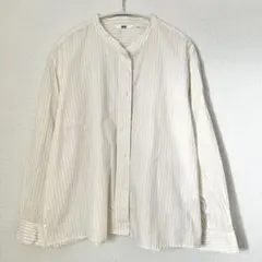 UNIQLO ユニクロ　シャツ　長袖　長袖シャツ　ストライプ　トップス　L 茶色