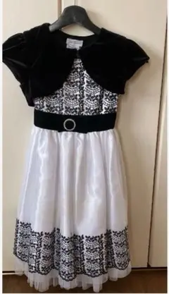 フォーマルドレス 白黒 Aライン120(7歳)