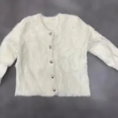 ホワイトファーカーディガン Mサイズ