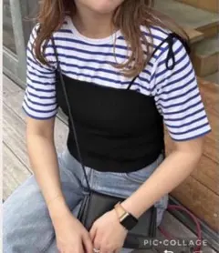 定価5500円 新品 ディスコートSET ITEMビスチェ×Tシャツ ボーダーTのサムネイル