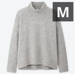 ユニクロ　レディース　スフレヤーンモックネックセーター　ライトグレー　M