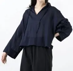 mizuiro ind スキッパーワイドブラウス ネイビー ミズイロインドのサムネイル