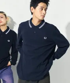 フレッドペリー ネイビー 長袖ポロシャツ　fred perry m3636