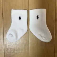 ラルフローレン　ベビー靴下 ホワイト ロゴ刺繍　約8㎝