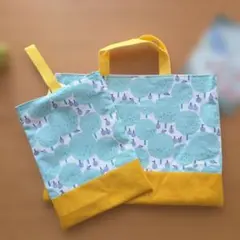 ハンドメイド　レッスンバック　シューズケース　果樹園　北欧