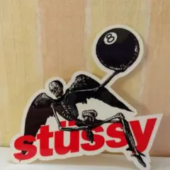 stüssy スケルトン 8ボール ステッカー白×黒×赤