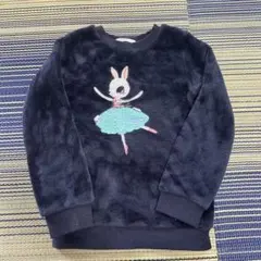 スパンコール　バレリーナ刺繍トレーナー ネイビー