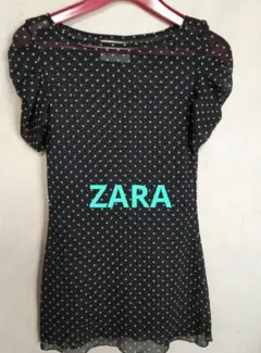ZARA黒の水玉模様 半袖ブラウス