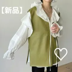 【新品タグ付き】wee9s フェイクレザーベスト　カーキ　ウィークス