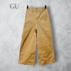 【GU ジーユー】　チノベイカーワイドパンツ　通年　コットン　ベージュ　シンプル