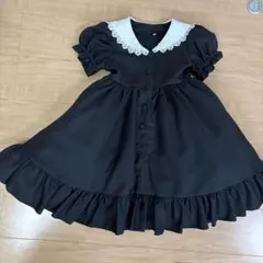 黒いフリル付きワンピース 約110〜120cm ピアノ発表会