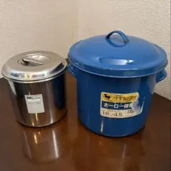 野田琺瑯 ホーロー保存容器 18cm 4.5L 青 03 【昭和レトロ】のサムネイル