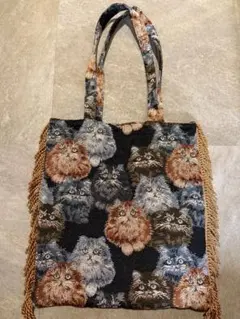 casselini 猫ジャガードトート フリンジ