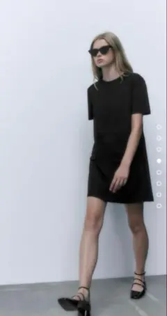 ZARA ゴールドボタン付きスエードミニワンピース ブラック