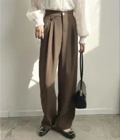 ワイドパンツ ブラウン ウエストゴム