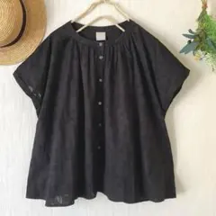 新品★ツハル サマンサモスモス★ブラック ドビーレース＊フレンチスリーブブラウス