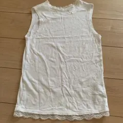 ホワイト 花柄刺繍 レース タンクトップのサムネイル