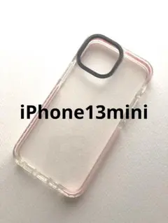 iPhone13minピンクラインクリア透明シンプルアイフォンケース新品送料込み