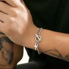 【1点】メンズ　ブレスレット　チェーン　　ヒップホップ　ロック　シルバー
