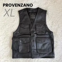 PROVENZANO レザーベスト フェイクレザー 多ポケット XL ブラック