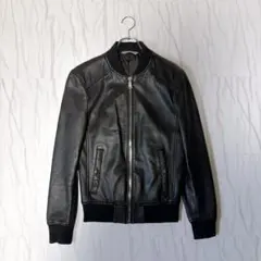 《美品》ZARA MAN レザーブルゾン MA-1 羊革 ダークブラウン