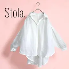 良品✨ストラ　リネンシャツ　オーバーサイズ　Vネック　プリーツ　透け感　白　Sのサムネイル