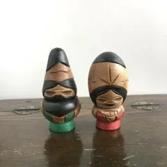 小さな木彫り ニポポ人形 丸型 昭和レトロ 北海道 民芸品