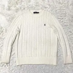 良品✨Ralph Lauren 現行 ニット ケーブル ポニー 白 L メンズ