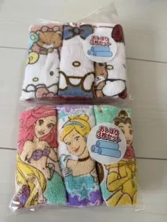 おしぼりタオル3枚セット ディズニープリンセス サンリオ新品未開封　2点セット
