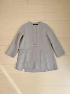 ZARA ハンドメイド　ベージュ　ノーカラーコート