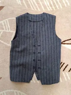 男子卒業式、発表会ストライプ柄ネイビー ベスト