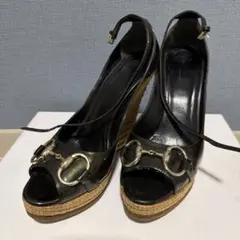 GUCCI ブラック エスパドリーユ ハイヒール