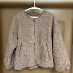 アースミュージック＊ピンクベージュ ボアジャケット フロントジッパー