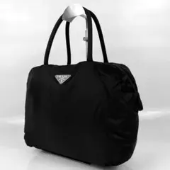 【美品】PRADA プラダ ミニボストンバッグ 三角ロゴ ナイロン 黒 白タグ